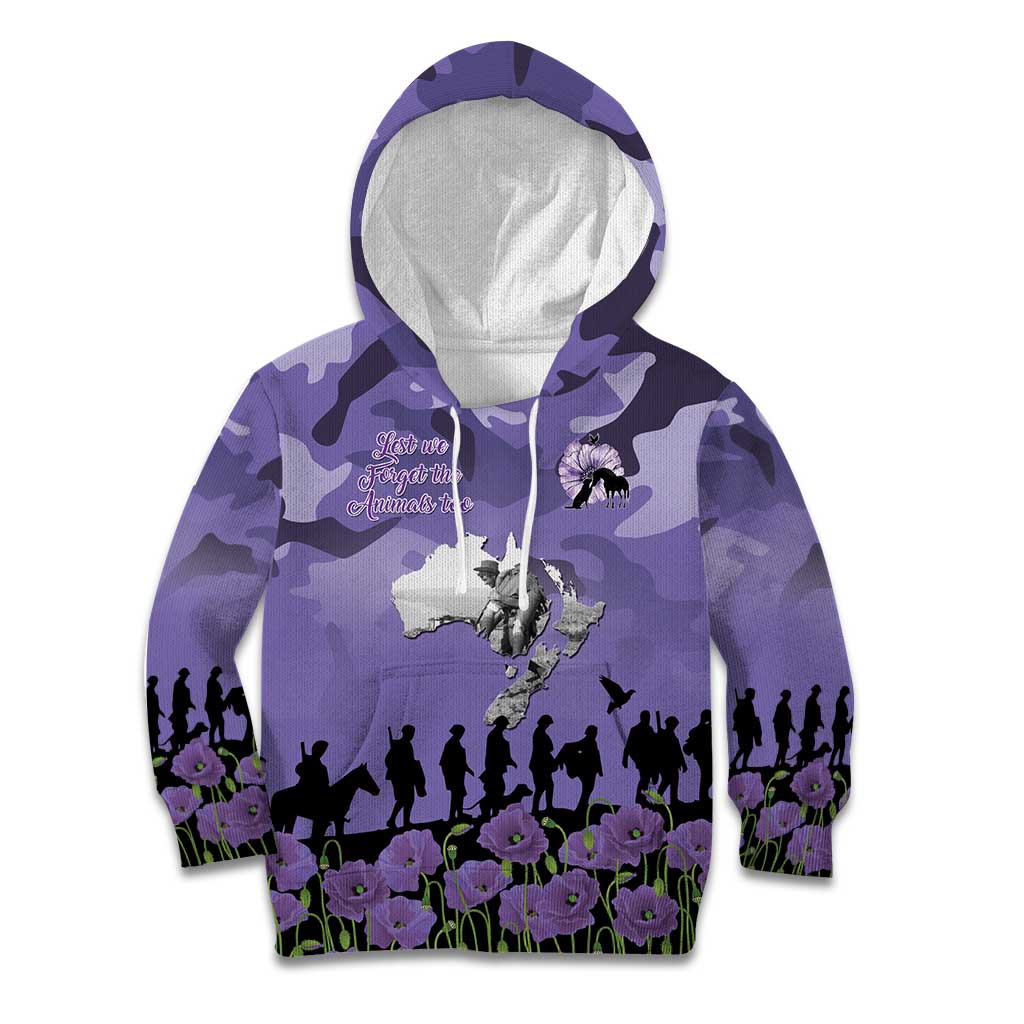 ANZAC Day Kid Hoodie Lest We Forget the Animals Too