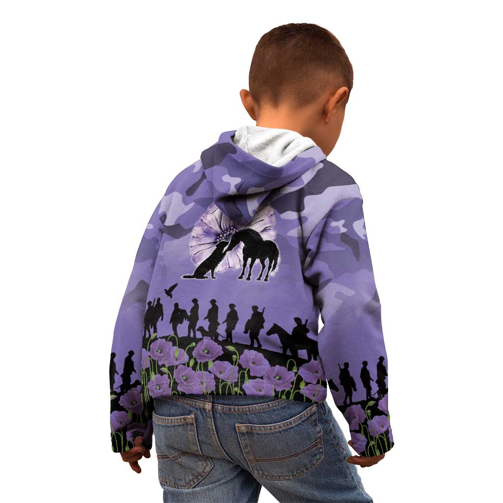 ANZAC Day Kid Hoodie Lest We Forget the Animals Too