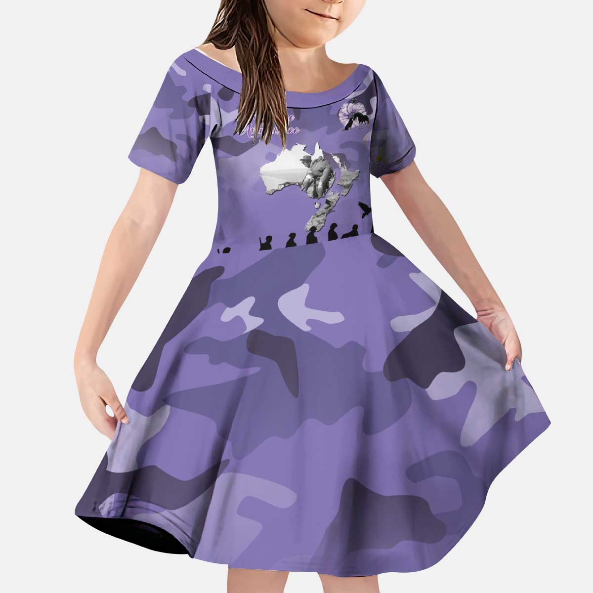 ANZAC Day Kid Short Sleeve Dress Lest We Forget the Animals Too