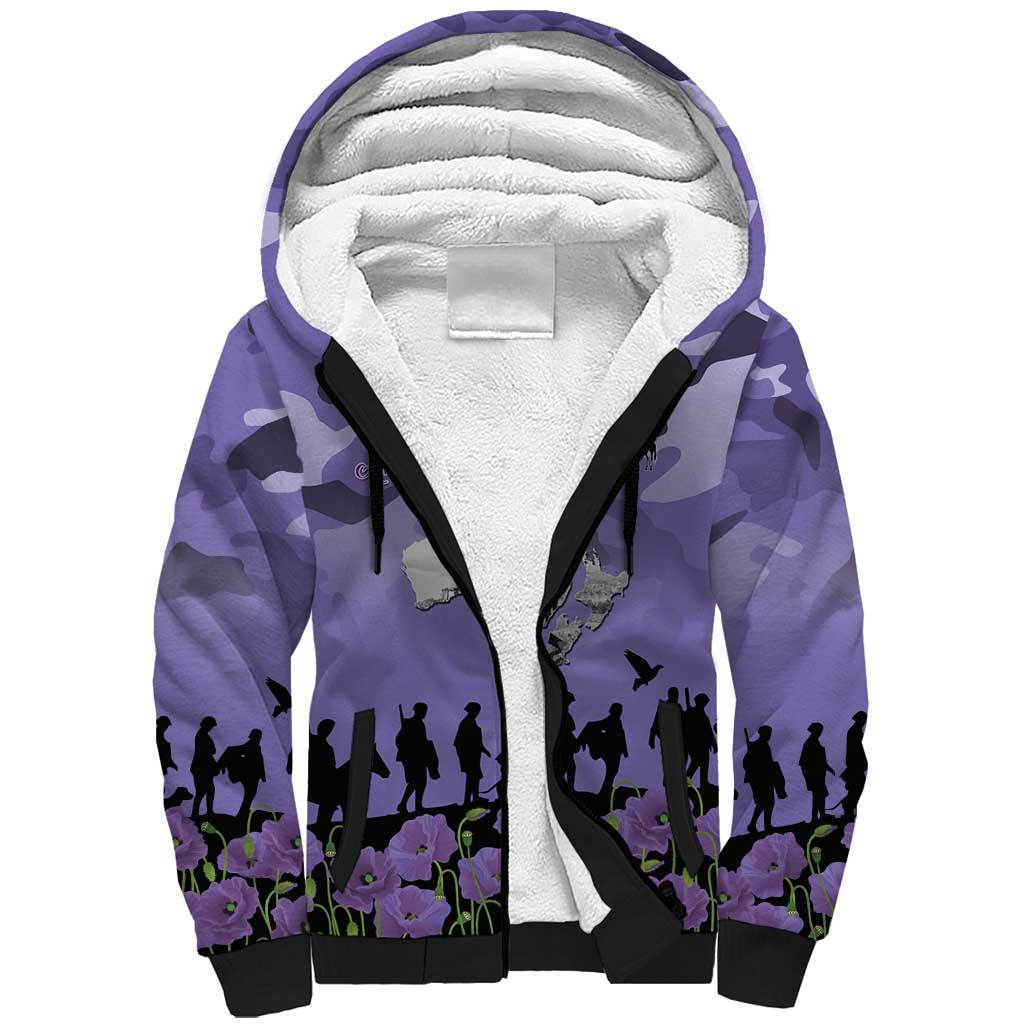 ANZAC Day Sherpa Hoodie Lest We Forget the Animals Too