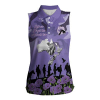 ANZAC Day Women Sleeveless Polo Shirt Lest We Forget the Animals Too