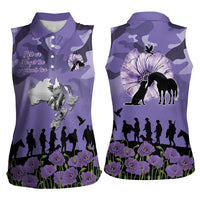 ANZAC Day Women Sleeveless Polo Shirt Lest We Forget the Animals Too