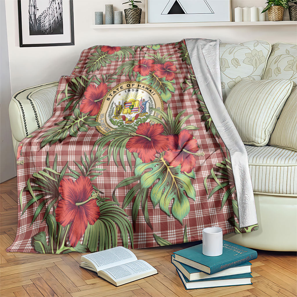 Vintage Hawaii Hibiscus Palaka Blanket Red Color LT19 Red - Polynesian Pride