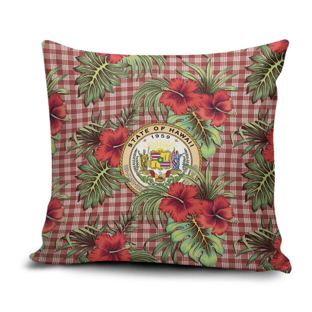 Vintage Hawaii Hibiscus Palaka Pillow Cover Red Color