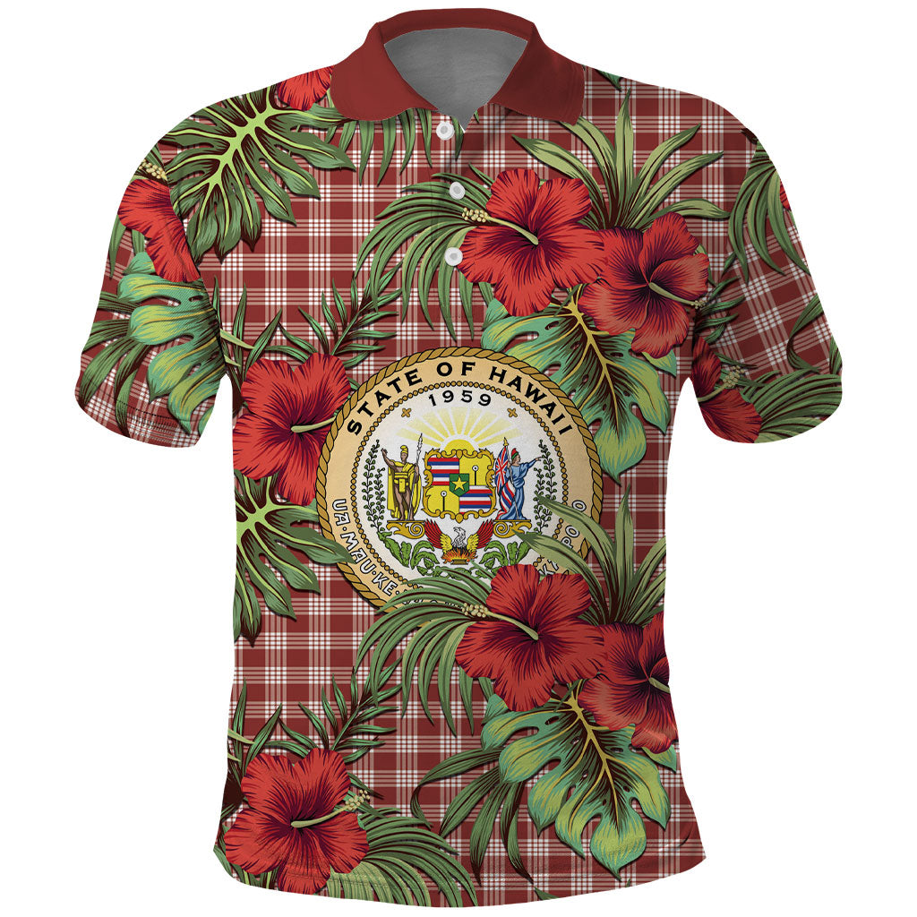 Vintage Hawaii Hibiscus Palaka Polo Shirt Red Color LT19 Red - Polynesian Pride