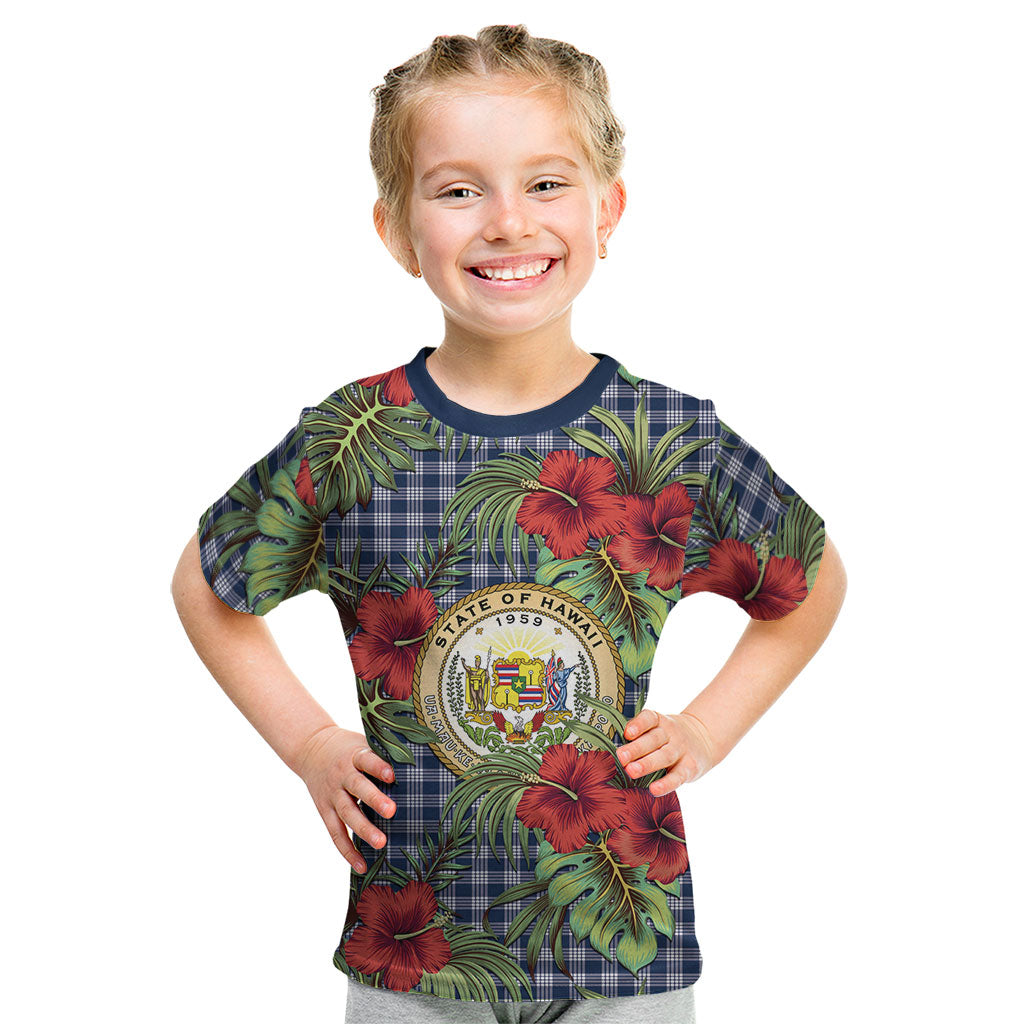 Vintage Hawaii Hibiscus Palaka Kid T Shirt Navy Color