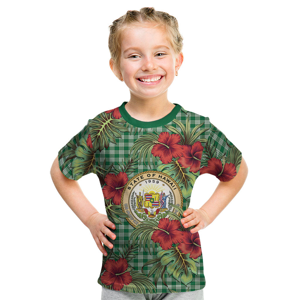 Vintage Hawaii Hibiscus Palaka Kid T Shirt Green Color
