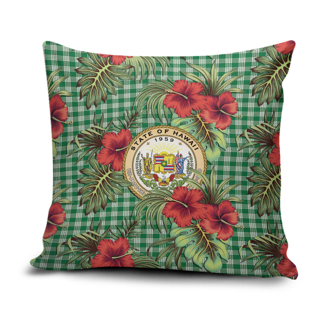 Vintage Hawaii Hibiscus Palaka Pillow Cover Green Color
