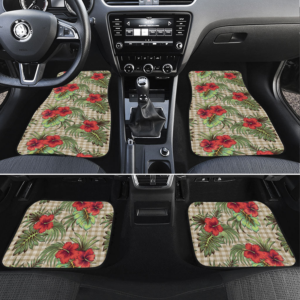 Vintage Hawaii Hibiscus Palaka Car Mats Khaki Color