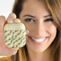 Hawaiian Pikake Maile Lei AirPods Case Tiare Hibiscus Kalo Palapalai Leaf Beige