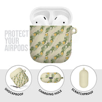 Hawaiian Pikake Maile Lei AirPods Case Tiare Hibiscus Kalo Palapalai Leaf Beige