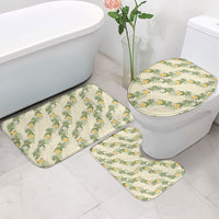 Hawaiian Pikake Maile Lei Bathroom Set Tiare Hibiscus Kalo Palapalai Leaf Beige