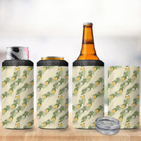 Hawaiian Pikake Maile Lei 4 in 1 Can Cooler Tumbler Tiare Hibiscus Kalo Palapalai Leaf Beige LT19 - Polynesian Pride