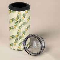 Hawaiian Pikake Maile Lei 4 in 1 Can Cooler Tumbler Tiare Hibiscus Kalo Palapalai Leaf Beige LT19 - Polynesian Pride