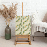 Hawaiian Pikake Maile Lei Canvas Wall Art Tiare Hibiscus Kalo Palapalai Leaf Beige