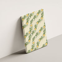 Hawaiian Pikake Maile Lei Canvas Wall Art Tiare Hibiscus Kalo Palapalai Leaf Beige