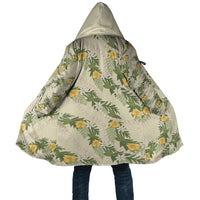 Hawaiian Pikake Maile Lei Cloak Tiare Hibiscus Kalo Palapalai Leaf Beige