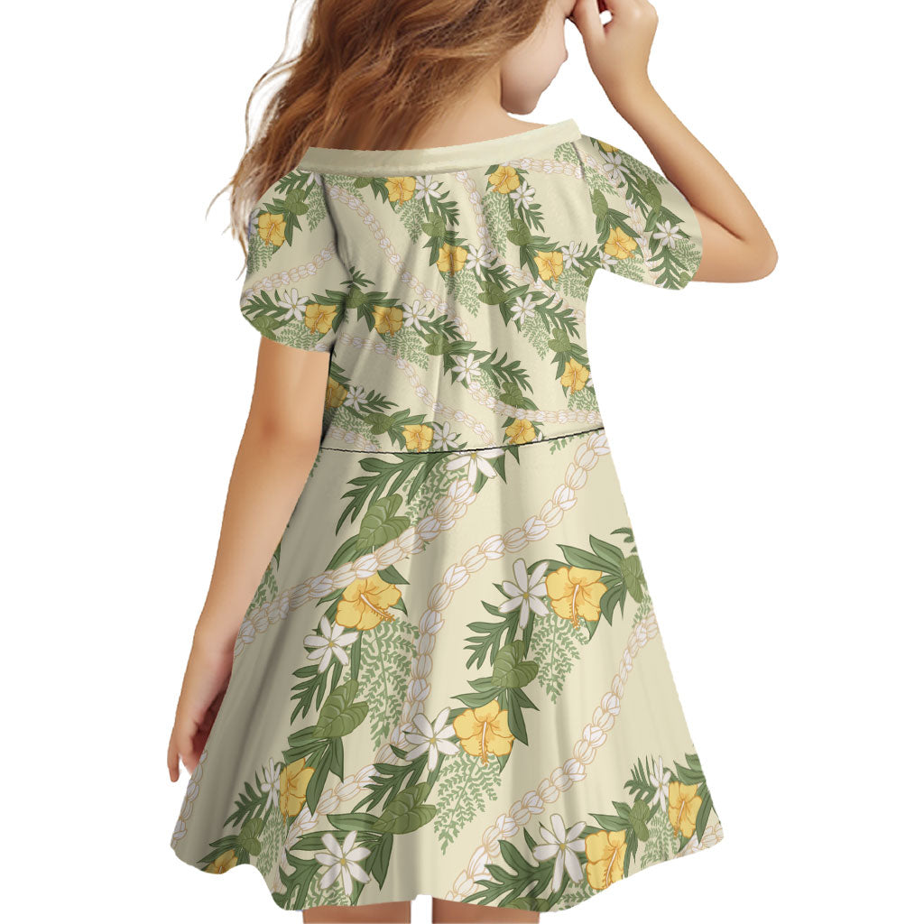 Hawaiian Pikake Maile Lei Family Matching Off Shoulder Short Dress and Hawaiian Shirt Tiare Hibiscus Kalo Palapalai Leaf Beige LT19 - Polynesian Pride