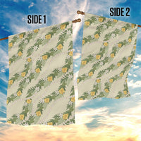 Hawaiian Pikake Maile Lei Garden Flag Tiare Hibiscus Kalo Palapalai Leaf Beige