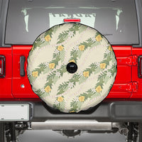 Hawaiian Pikake Maile Lei Spare Tire Cover Tiare Hibiscus Kalo Palapalai Leaf Beige
