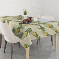 Hawaiian Pikake Maile Lei Tablecloth Tiare Hibiscus Kalo Palapalai Leaf Beige