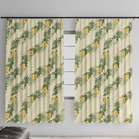 Hawaiian Pikake Maile Lei Window Curtain Tiare Hibiscus Kalo Palapalai Leaf Beige