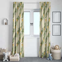 Hawaiian Pikake Maile Lei Window Curtain Tiare Hibiscus Kalo Palapalai Leaf Beige