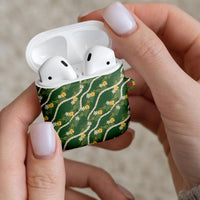 Hawaiian Pikake Maile Lei AirPods Case Tiare Hibiscus Kalo Palapalai Leaf Green