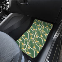 Hawaiian Pikake Maile Lei Car Mats Tiare Hibiscus Kalo Palapalai Leaf Green