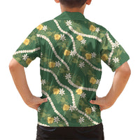 Hawaiian Pikake Maile Lei Family Matching Puletasi and Hawaiian Shirt Tiare Hibiscus Kalo Palapalai Leaf Green LT19 - Polynesian Pride