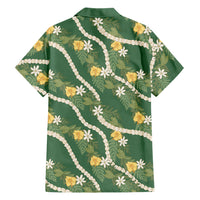 Hawaiian Pikake Maile Lei Family Matching Tank Maxi Dress and Hawaiian Shirt Tiare Hibiscus Kalo Palapalai Leaf Green LT19 - Polynesian Pride
