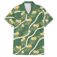 Hawaiian Pikake Maile Lei Hawaiian Shirt Tiare Hibiscus Kalo Palapalai Leaf Green