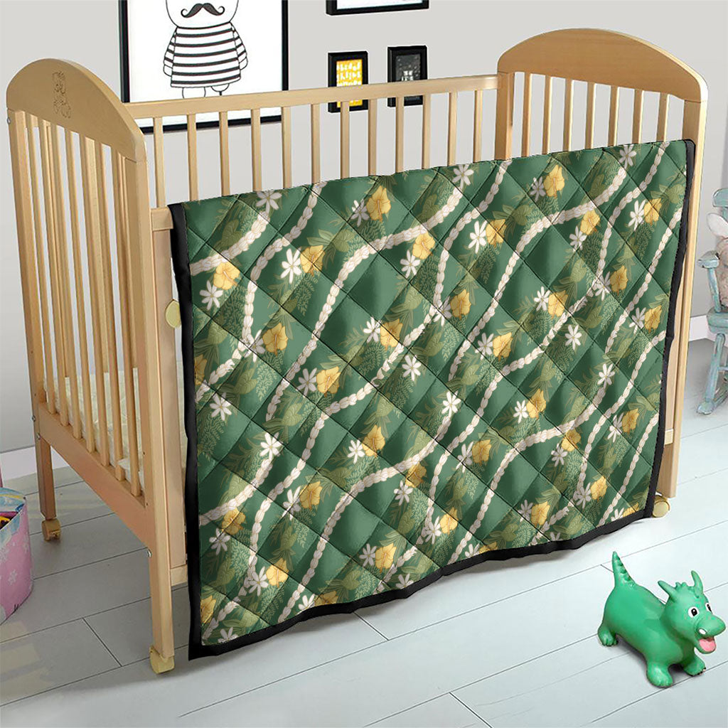 Hawaiian Pikake Maile Lei Quilt Tiare Hibiscus Kalo Palapalai Leaf Green