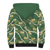 Hawaiian Pikake Maile Lei Sherpa Hoodie Tiare Hibiscus Kalo Palapalai Leaf Green LT19 - Polynesian Pride