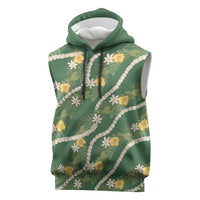 Hawaiian Pikake Maile Lei Sleeveless Hoodie Tiare Hibiscus Kalo Palapalai Leaf Green LT19 Green - Polynesian Pride