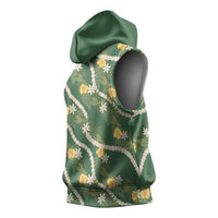 Hawaiian Pikake Maile Lei Sleeveless Hoodie Tiare Hibiscus Kalo Palapalai Leaf Green LT19 - Polynesian Pride