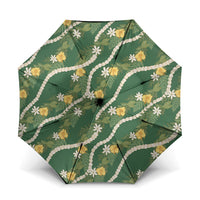 Hawaiian Pikake Maile Lei Umbrella Tiare Hibiscus Kalo Palapalai Leaf Green