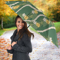 Hawaiian Pikake Maile Lei Umbrella Tiare Hibiscus Kalo Palapalai Leaf Green