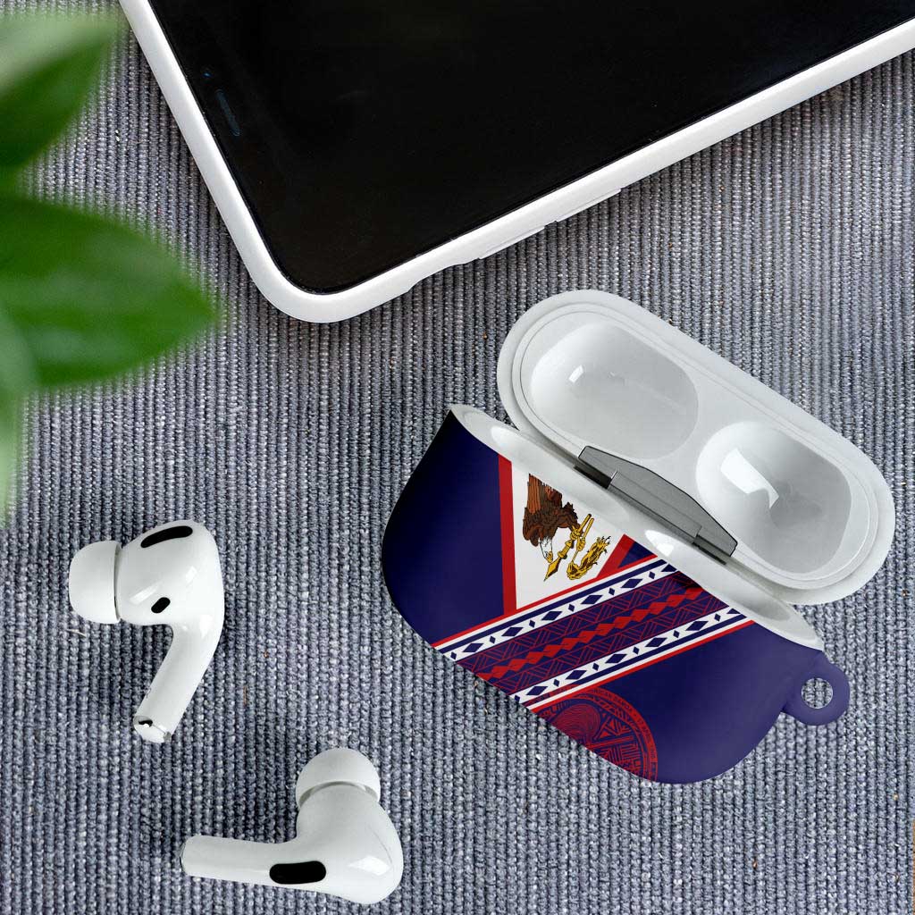 American Samoa Flag Day AirPods Case Polynesian Tribal Tattoo Eagle Art