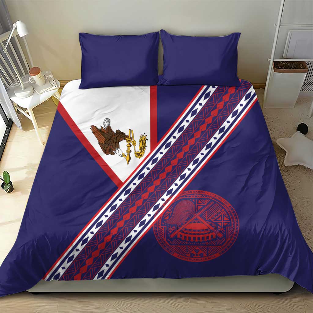 American Samoa Flag Day Bedding Set Polynesian Tribal Tattoo Eagle Art