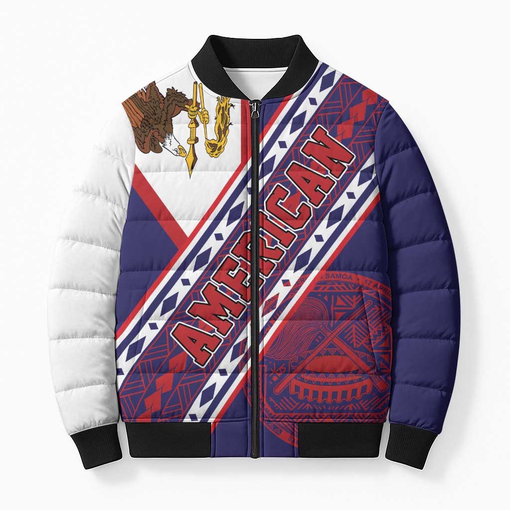 American Samoa Flag Day Bomber Puffer Jacket Polynesian Tribal Tattoo Eagle Art