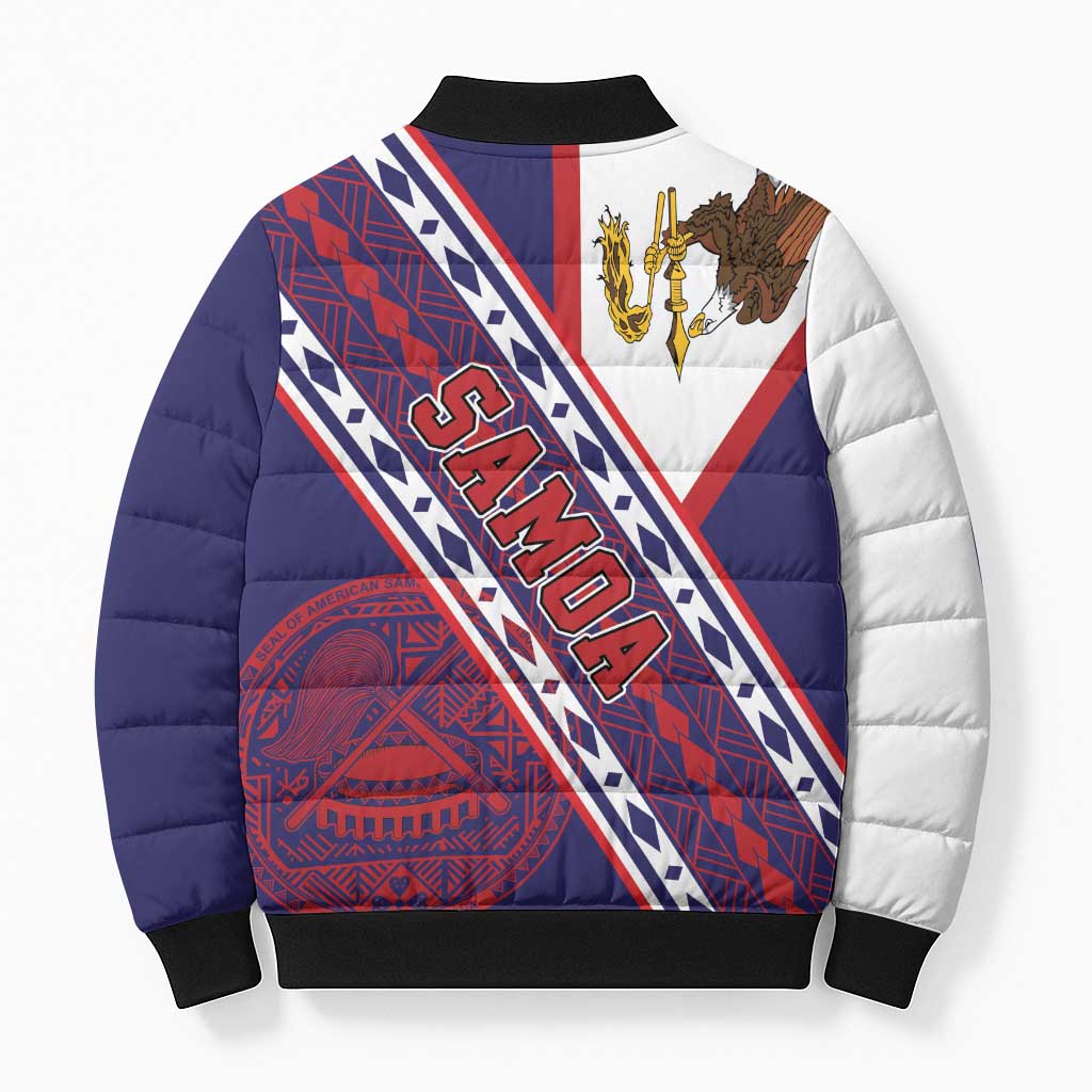 American Samoa Flag Day Bomber Puffer Jacket Polynesian Tribal Tattoo Eagle Art