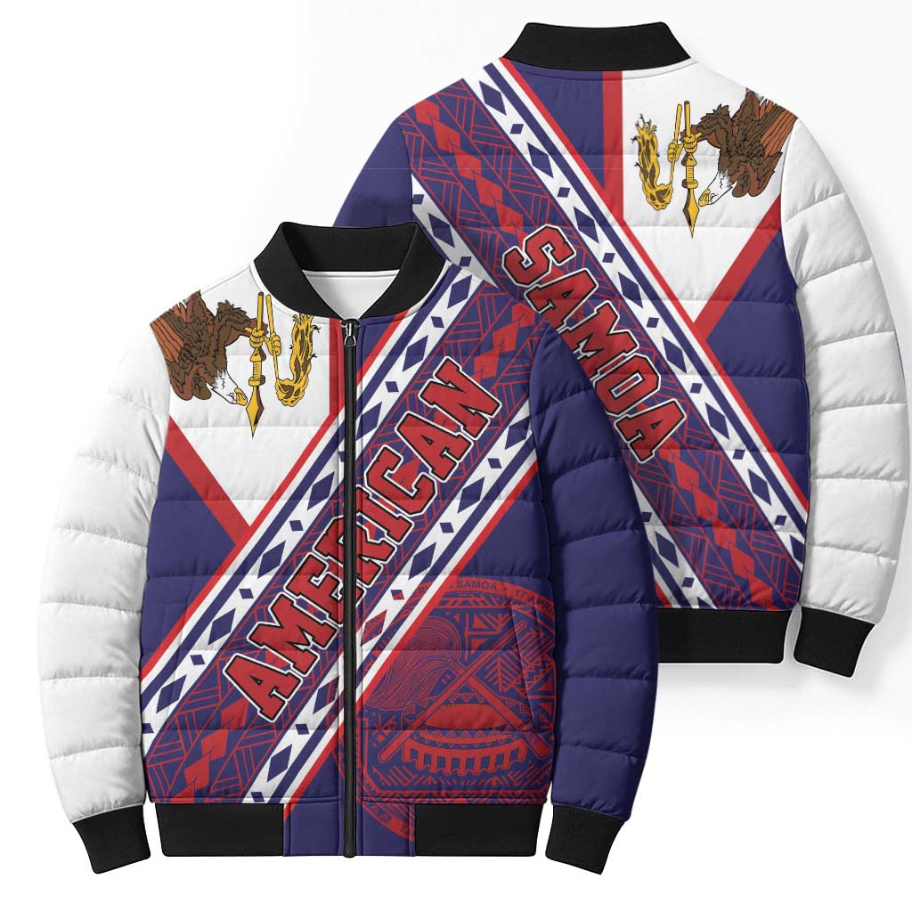 American Samoa Flag Day Bomber Puffer Jacket Polynesian Tribal Tattoo Eagle Art