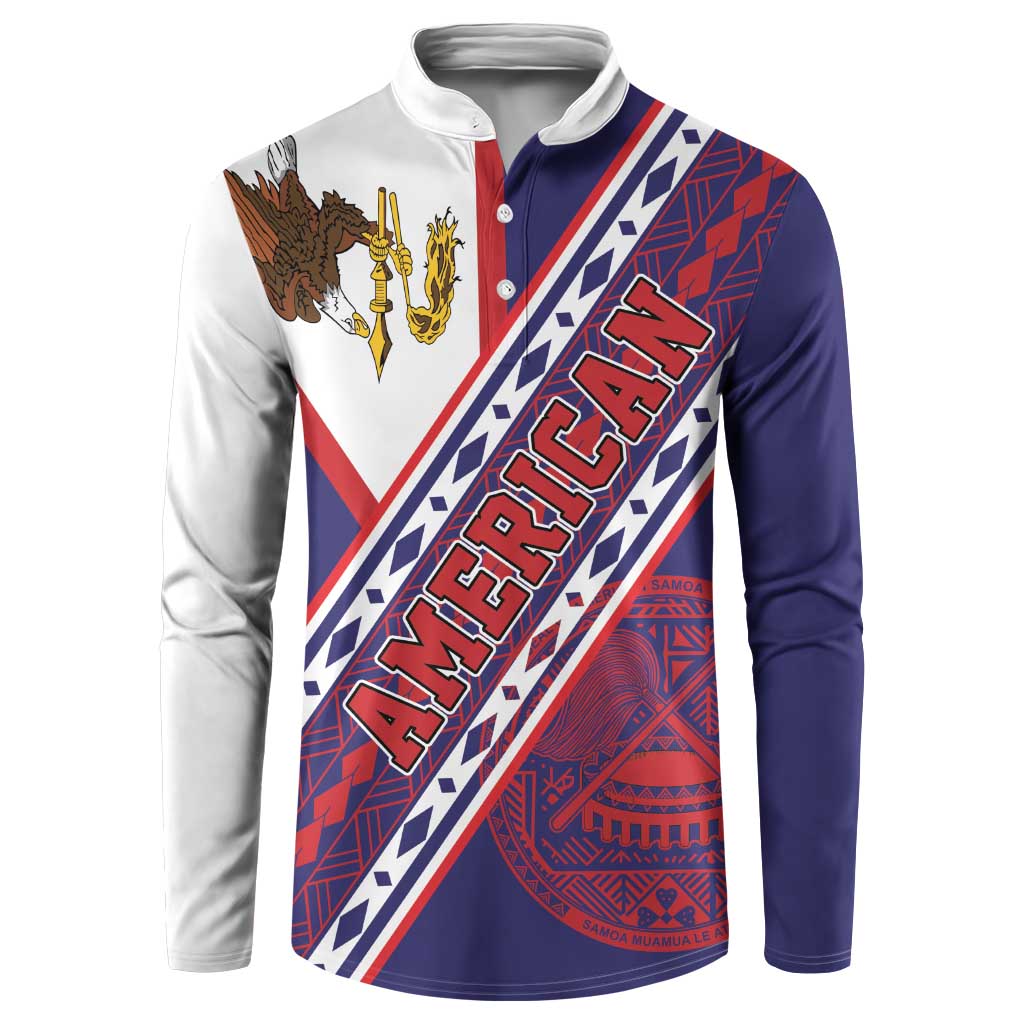 American Samoa Flag Day Button Sweatshirt Polynesian Tribal Tattoo Eagle Art