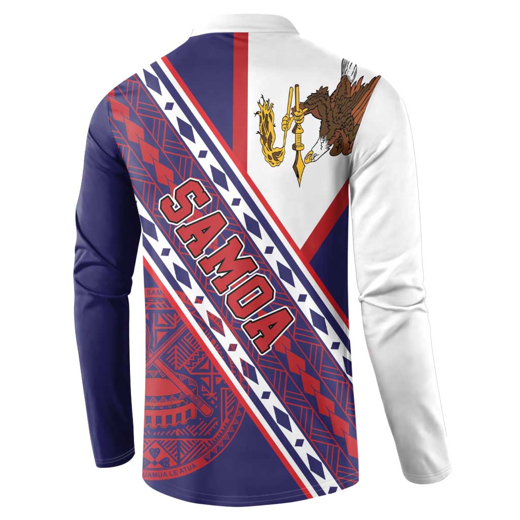 American Samoa Flag Day Button Sweatshirt Polynesian Tribal Tattoo Eagle Art
