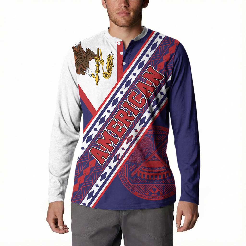 American Samoa Flag Day Button Sweatshirt Polynesian Tribal Tattoo Eagle Art