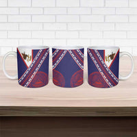 American Samoa Flag Day Ceramic Mug Polynesian Tribal Tattoo Eagle Art