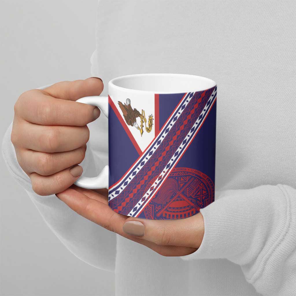 American Samoa Flag Day Ceramic Mug Polynesian Tribal Tattoo Eagle Art