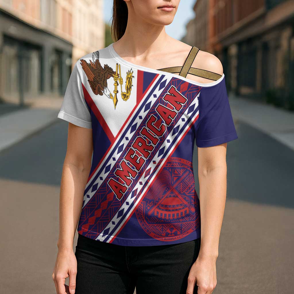 American Samoa Flag Day Cross Shoulder Shirt Polynesian Tribal Tattoo Eagle Art