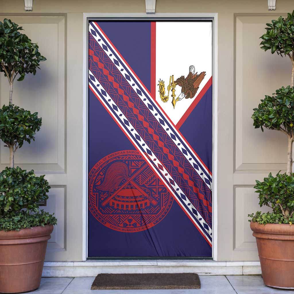 American Samoa Flag Day Door Cover Polynesian Tribal Tattoo Eagle Art